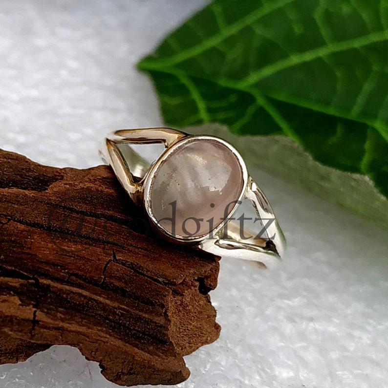 Bacchaa Ring Tiny Ring Simple Ring Rose Quartz Gemstone Ring Rose Quartz Jewelry Classic Ring gift Silver Gemstone Ring Handmade Ring