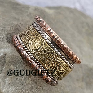 Spinner Ring, 925 Sterling Silver Ring, Floral Ring, Boho Ring, Meditation Ring, Anxiety Ring, Worry Ring, Fidget Ring, Spinner Ring Women