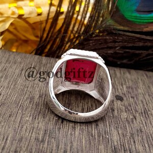 925 Sterling Silver Jewelry - Ruby Gemstone Men's Ring - Statement Ring - Silver Ottoman Men's Ring - Turkish Style Men's Ring