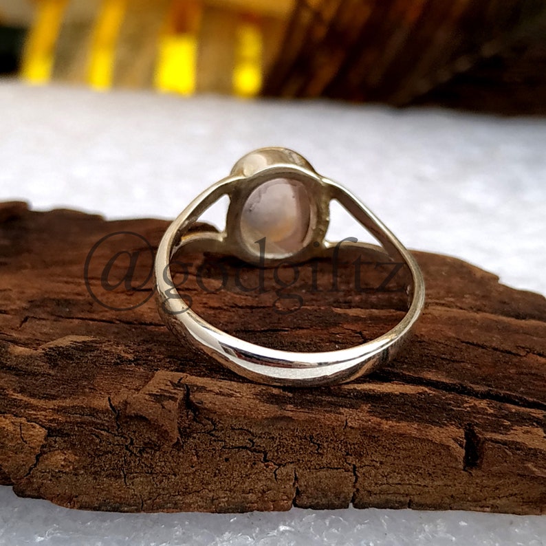 Bacchaa Ring Tiny Ring Simple Ring Rose Quartz Gemstone Ring Rose Quartz Jewelry Classic Ring gift Silver Gemstone Ring Handmade Ring