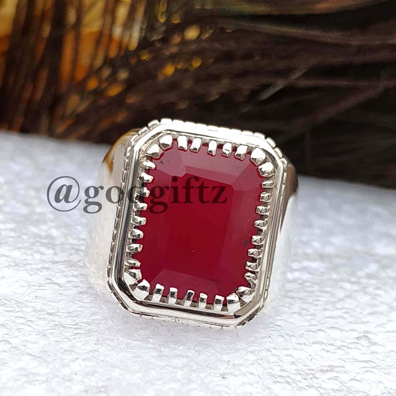 Ruby Gemstone Ring | Ruby Ring For Men | Ruby Gemstone | 925 Sterling Silver Ring |Statement Ring | Silver Ottoman Ring | Turkish Style Ring
