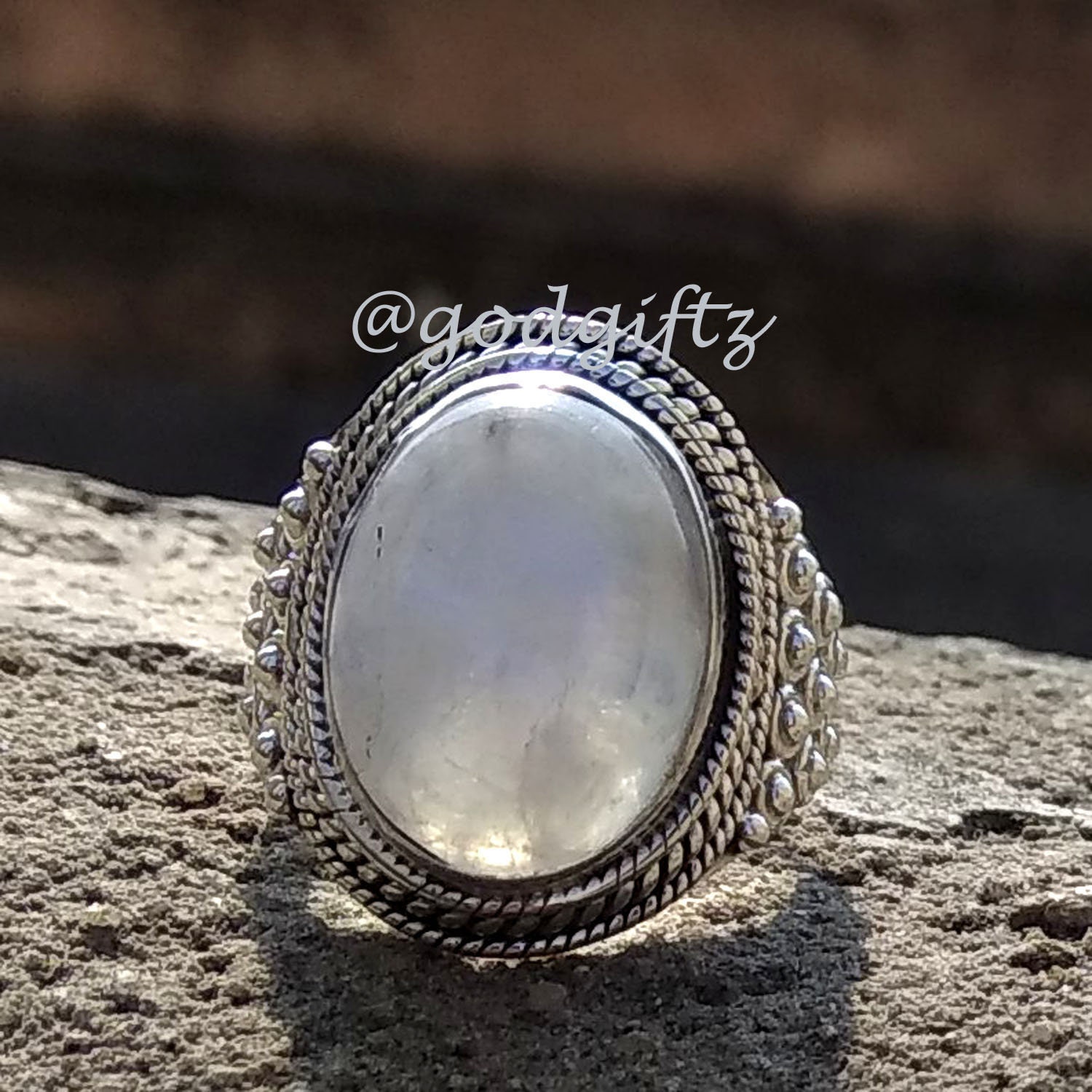 Rainbow Moonstone Ring Moonstone Jewelry Statement Ring Silver | Etsy