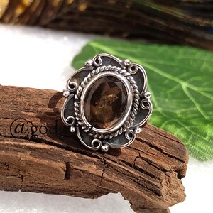 Sale! Smoky Quartz Gemstone Ring, 925 Silver Ring, Silver Band Ring, Quartz Jewelry, Teardrop Ring, Minimalist Silver Ring, Bohemian Ring,