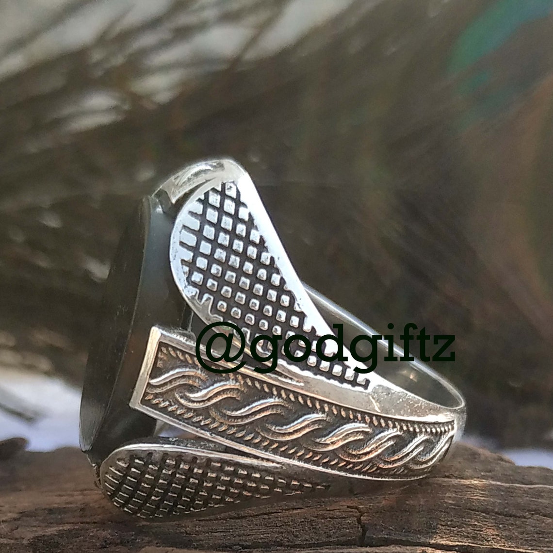 Black Tourmaline Gemstone Ring Mens Ring Natural Black Etsy