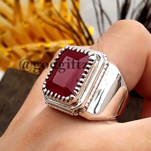 Ruby Gemstone Ring | Ruby Ring For Men | Ruby Gemstone | 925 Sterling Silver Ring |Statement Ring | Silver Ottoman Ring | Turkish Style Ring