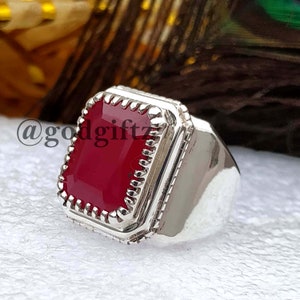 Ruby Gemstone Ring | Ruby Ring For Men | Ruby Gemstone | 925 Sterling Silver Ring |Statement Ring | Silver Ottoman Ring | Turkish Style Ring