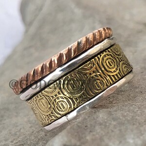Spinner Ring, 925 Sterling Silver Ring, Floral Ring, Boho Ring, Meditation Ring, Anxiety Ring, Worry Ring, Fidget Ring, Spinner Ring Women