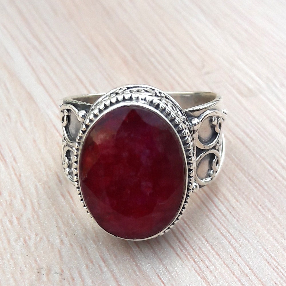 A Ruby Ring Ruby Jewelry Silver Ring Silver Jewelry | Etsy