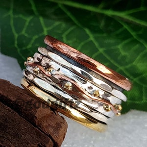 925 Sterling Silver Spinner Ring: Handmade Boho Anxiety Fidget Ring