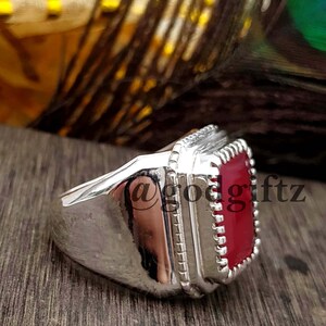 925 Sterling Silver Jewelry - Ruby Gemstone Men's Ring - Statement Ring - Silver Ottoman Men's Ring - Turkish Style Men's Ring