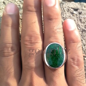Natural Emerald Ring | 925 Sterling Silver Ring Jewelry | Big Oval Cut Emerald Ring | Healing Emerald Gemstone Ring |Emerald Jewelry For Her