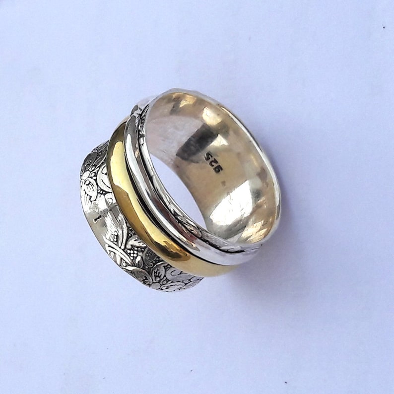 Spinner spinning Ring Two Tone Ring Spinner Ring Anxiety Ring Spinning Ring Handmade Jewelry Fidget Ring Thumb Ring Meditation Ring