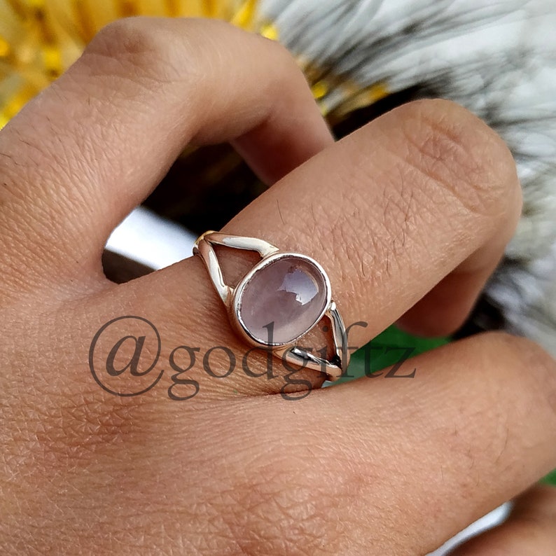 Bacchaa Ring Tiny Ring Simple Ring Rose Quartz Gemstone Ring Rose Quartz Jewelry Classic Ring gift Silver Gemstone Ring Handmade Ring