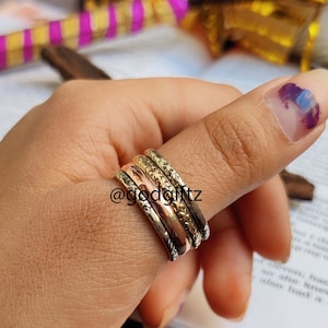 Spinner Silver Ring - Mothers Day Ring - 925 Sterling Silver Ring - Twist Pattern Spinner Ring - Handmade Ring - Thumb Spinner Ring