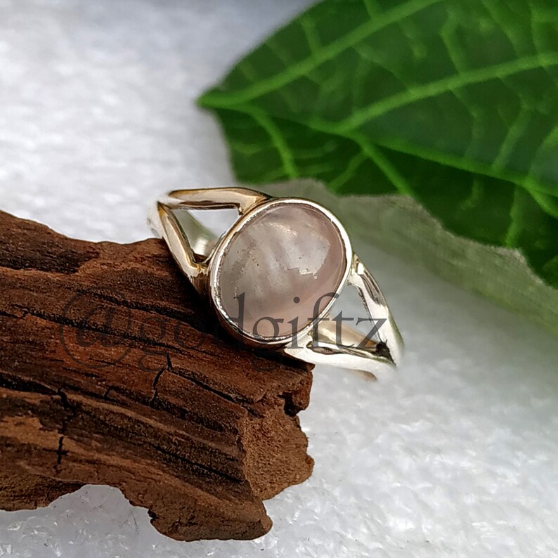 Bacchaa Ring Tiny Ring Simple Ring Rose Quartz Gemstone Ring Rose Quartz Jewelry Classic Ring gift Silver Gemstone Ring Handmade Ring
