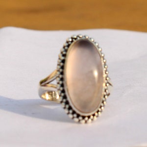 Oval Cut Rose Quartz Gemstone Ring for Women 925 Sterling Silver Band Ring Cocktail Ring Mother Day Gift