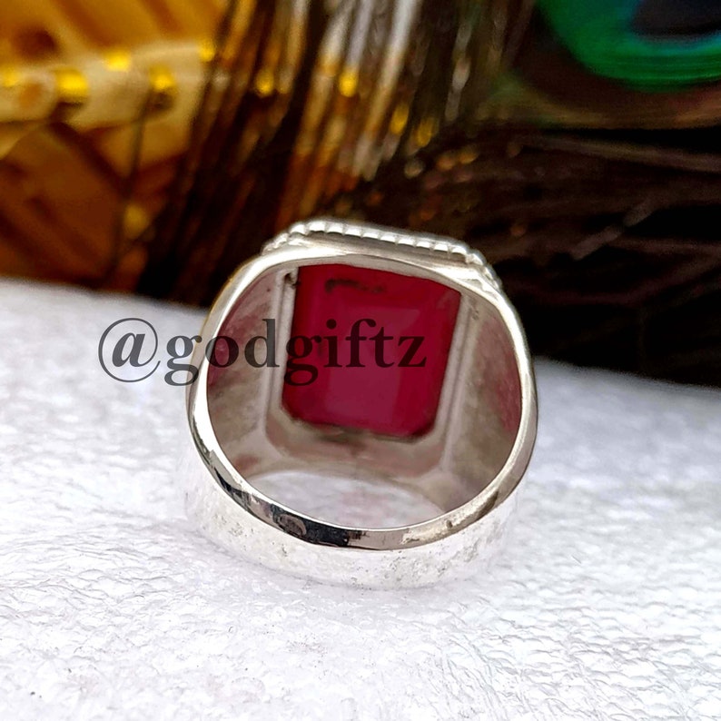 925 Sterling Silver Jewelry - Ruby Gemstone Men's Ring - Statement Ring - Silver Ottoman Men's Ring - Turkish Style Men's Ring