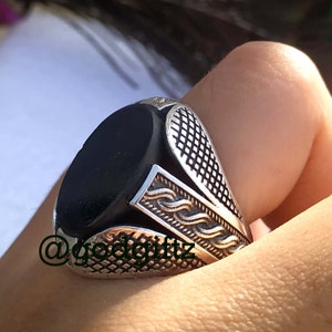 Black Tourmaline Ring For Men | Handmade Silver Ring | Signet Mens Jewelry | Tourmaline Ring | Signet Ring Men |Gift for Him | Gemstone Ring