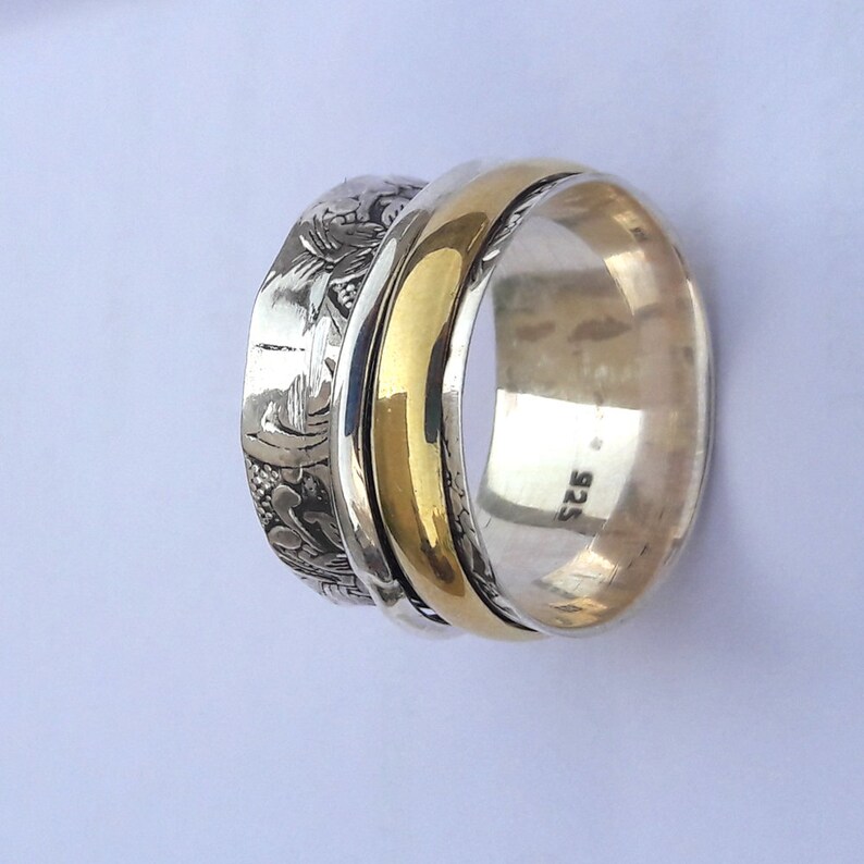 Spinner spinning Ring Two Tone Ring Spinner Ring Anxiety Ring Spinning Ring Handmade Jewelry Fidget Ring Thumb Ring Meditation Ring