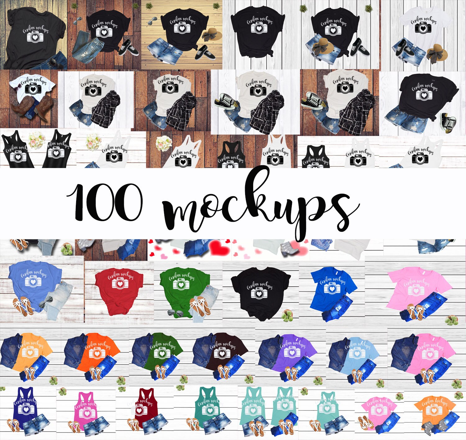 T Shirt Mockup Bundle Flay Lays