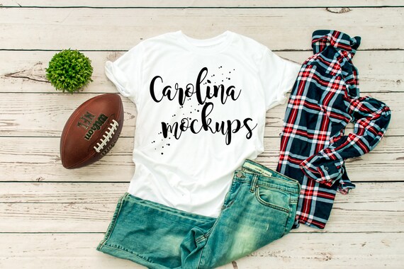 Download White Tshirt Mockup Football Mockup Football Flat Lay Tshirt Etsy