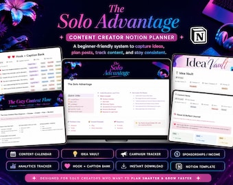 Notion Social Media Planer Vorlage, Content Macher Planer, Notion Inhalt Kalender, Content Planer für Macher