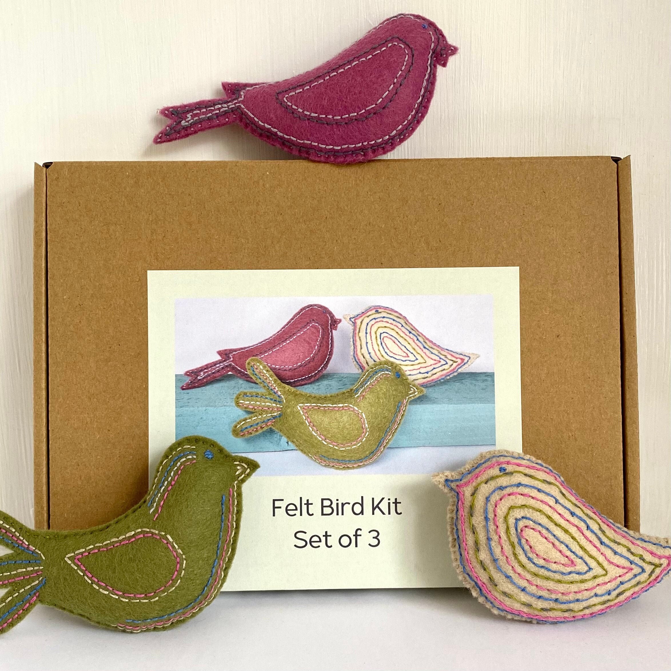 Wool Felt Bird Kit Other Colours Available Makes 3 Birds Etsy