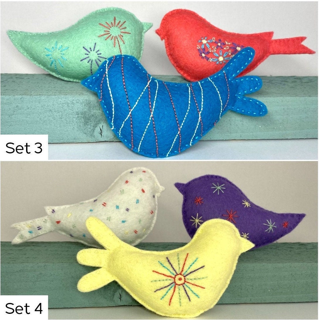 Wool Felt Bird Kit Other Colours Available Makes 3 Birds Etsy