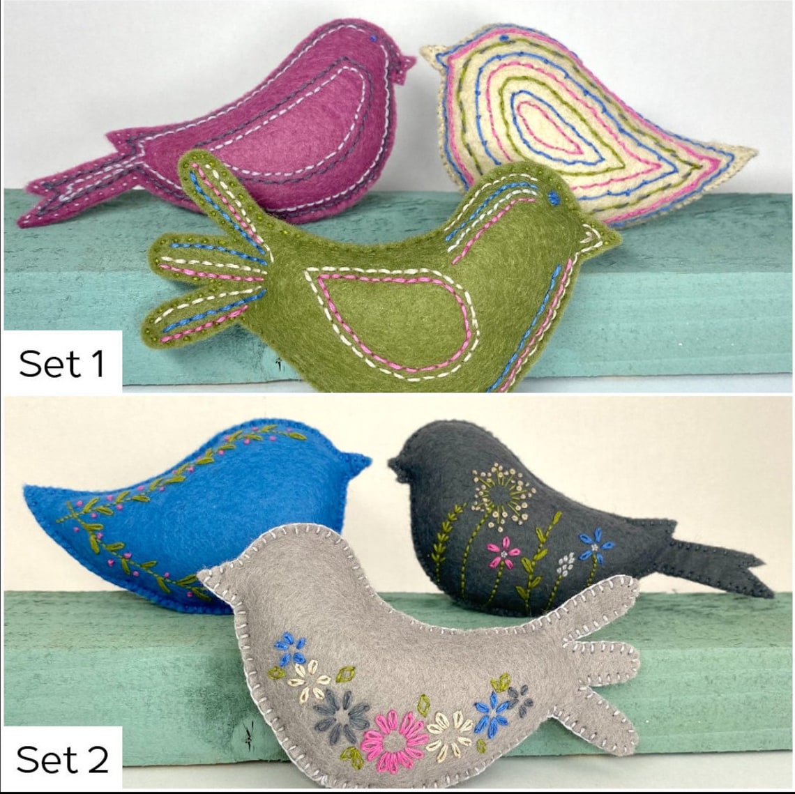 Wool Felt Bird Kit Other Colours Available Makes 3 Birds Etsy