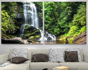 Waterfall Canvas Wall Art: 2-Piece Photography Print