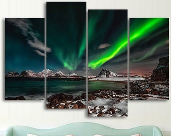 Aurora Borealis Canvas Wall Art: Northern Lights Photo Print