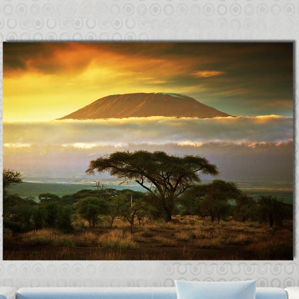 Mount Kilimanjaro Tanzania Africa Volcano 1, 2, 3, 4 & 5 Framed Canvas Wall Artwork Painting Wallpaper Poster Pictures Print Photo Decor Art
