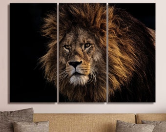 Majestic Lion Canvas Wall Art: Multi Panel Animal Decor