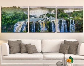 Waterfall Canvas Wall Art: 3-Piece Photography Print