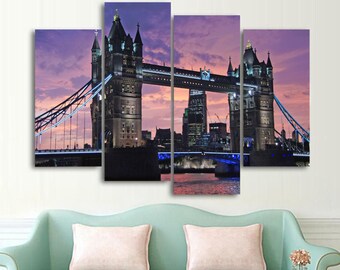 London Bridge Canvas Wall Art: 4-Piece Mural Decor