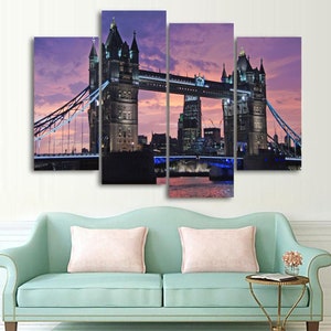 London Bridge Inghilterra 4 pezzo tela arte murale immagine immagini di Londra carta da parati murale design opera d'arte poster decor stampa regalo pittura foto