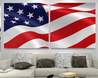American Flag Canvas Wall Art: Patriotic Decor, Multi Panel Print