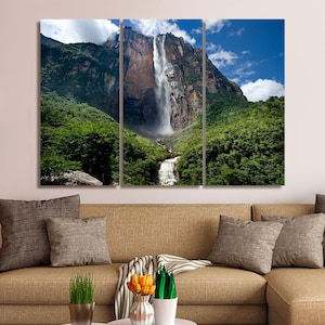Angel Falls Venezuela Highest Waterfall In The World 1, 2, 3, 4 & 5 Framed Canvas Wall Art Painting Wallpaper Poster Pictures Print Photos