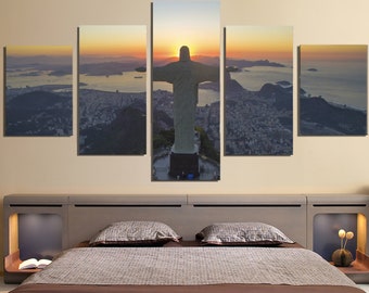Christ the Redeemer Statue Canvas Wall Art: Rio de Janeiro Decor