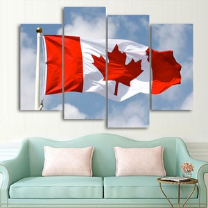 Patriotic Canadian Flag 1, 2, 3, 4 & 5 Piece Multi Panel Canvas Wall Art Canada Decor Poster Print Artwork Wallpaper Picture Art Photo Image