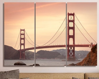 Golden Gate Bridge Canvas Wall Art: San Francisco Photography, 3-Piece Print