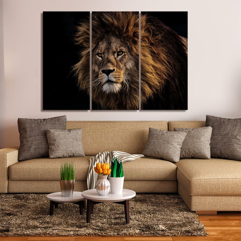 Majestic Male Lion 1 2 3 4 & 5 Piece Animal Canvas Wall Art | Etsy