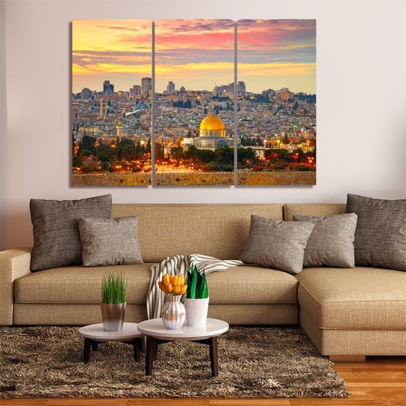 Jerusalem Temple Mount Canvas Wall Art: Jewish Decor