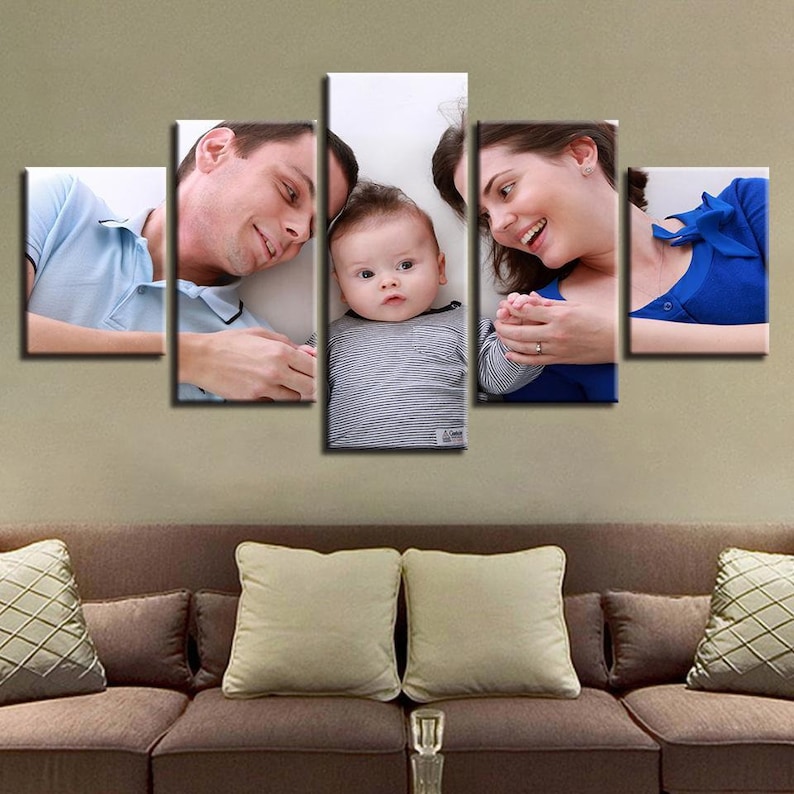 A large wall probably causes you several difficulties in decorating your house. Don't panic! A multi panel wall art will take away your worry. Just need to upload a photo in your album, you get your customization of 5 different pieces done at once. 