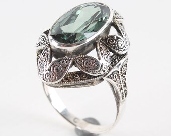 Theodorer Art Deco 800 silver ring with tourmaline Gr. 53/Ø 17 Art Nouveau silver ring around 1920 silver jewelry silver Ring Silver Jewelry