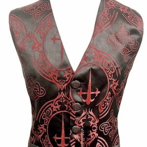 Men’s Vest  waistcoat Vintage Raven Gothic Steampunk clothing men’s brocade waistcoat rare find