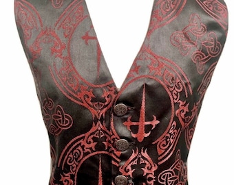 Men’s Vest  waistcoat Vintage Raven Gothic Steampunk clothing men’s brocade waistcoat rare find