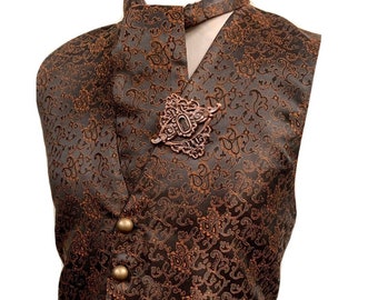 Brown / black steampunk waistcoat ensemble cravat and pin chest size 42/44”