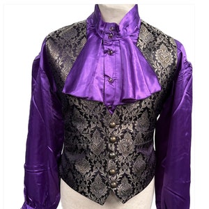 Waistcoat  vest Steampunk  vest /Victorian gothic brocade waistcoat vintage gothic clothing for men waist coat and pin SM chest 38/40 “