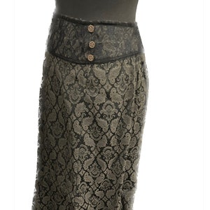 Gothic Raven vintage brown / olive woven fitted  tail skirt